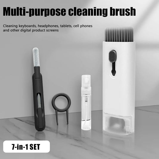 7-in-1 Keyboard Clean Kit Multi-functional Earphone Cleaning Pen Keycap Puller Screen Cleaners With Atomizer Cleaning Tools